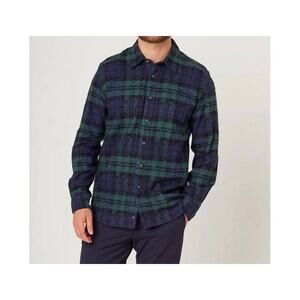 Peregrine England Moore Plaid Flannel Green Shirt Men's Large Cabincore Gorpcore